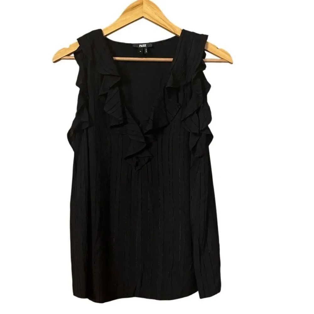 PAIGE Farfalla ruffle detail sleeveless blouse black size M